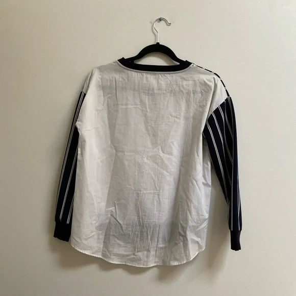 Zara Combination Poplin Crewneck Top XS - Picture 4 of 4